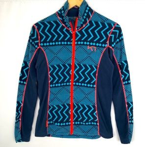 Kari Traa Olga Fleece Jacket Full Zip Lightweight Blue And Pink Salmon